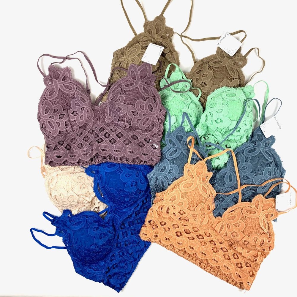 Anemone Crochet Lace Golden Brown PLUS Bralette with adjustable Spaghetti Straps - Picture 6 of 7